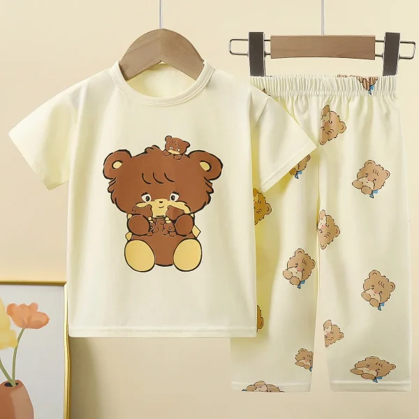 Children's Pure Cotton Short-Sleeved Summer Suit Casual Home Clothes for Baby Boys and Girls Pajamas Clothing Sets - Image 2