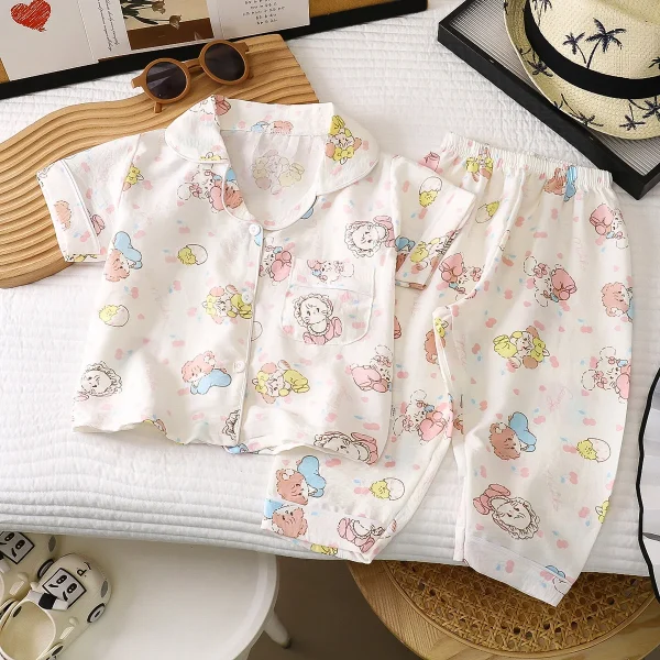 New Summer Thin Short-Sleeved Boys Girls' Casual Pajamas Set Home Clothes for Kids Air-Conditioning Features Comfortable for - Image 6