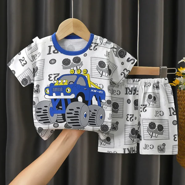 Baby Boy Girl Clothes Set Summer 0-6Y Baby Soft Cotton Short Sleeve Tops + Pants Baby Sets Pajamas Kids Clothes - Image 2