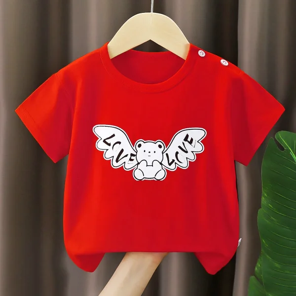 100% Cotton Knitted T-Shirt for Baby Boys Casual Short Sleeve Kid Clothes with Animal Pattern From China