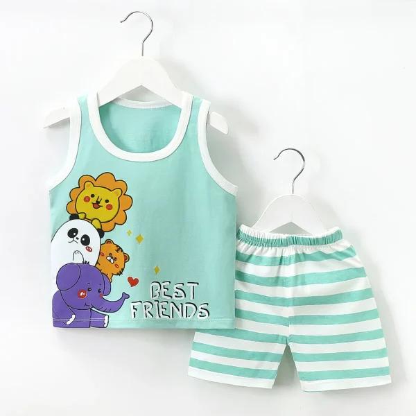 Baby Boys Summer Clothing Cute Cartoon Printing Sleeveless tank Tops Shorts Infant Boy Clothing Sets - Image 6