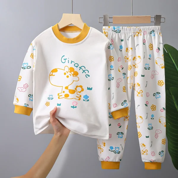 2024 Autumn Collection Wear for Boys Cotton Trousers Set Long Sleeve Printed Pattern for Children - Image 3