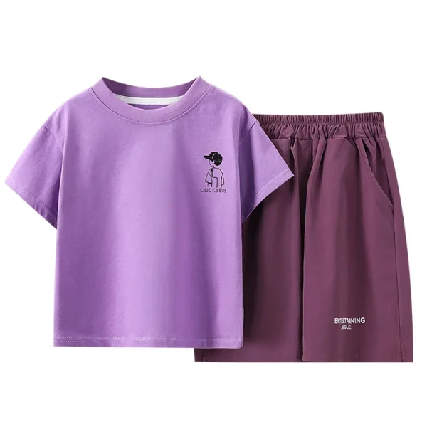 2025 Boys Summer Casual Short-Sleeved Suit Trendy Loose Cartoon T-Shirt & Shorts Children's Wear with Pattern - Image 5