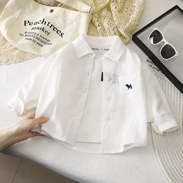 Spring and Autumn Children's Polo Shirt Boy and Girl Embroidered Lapel Long Sleeve Loose T-shirt Bottom Baby Shirt - Image 6