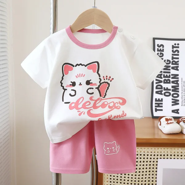 Cartoon Kids 2 Piece Sets T-shirts Shorts Cotton Toddler Clothing Sets - Image 6