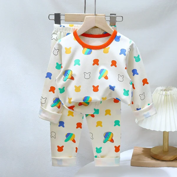 Autumn New Children's Pajamas Set Soft Leica Cotton Baby Underwear Boys & Girls Home Clothes Cartoon Pattern Clothing - Image 2