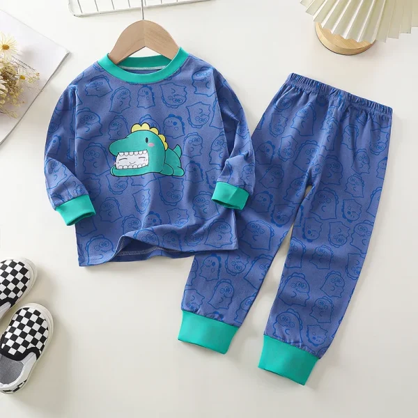2024 Autum/Winter Boys' Cotton Two-Piece Set Casual Long Sleeve Top Suit - Image 2