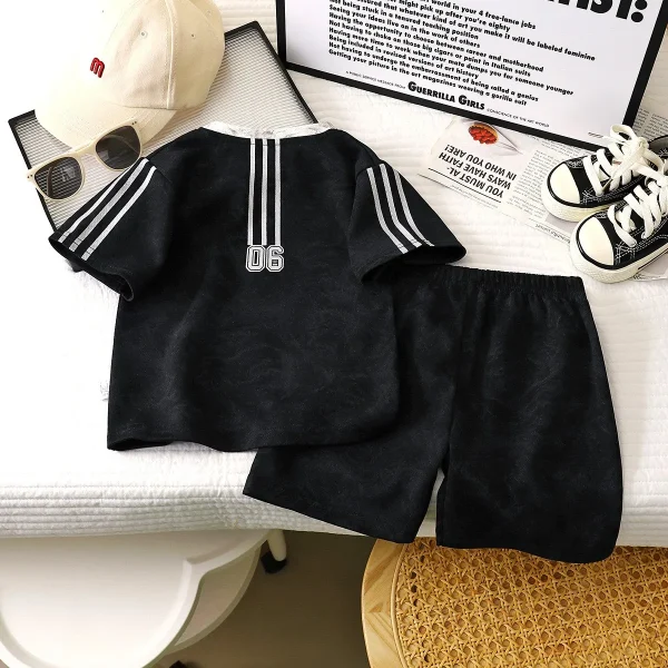 Boys' Fashionable Summer Short-Sleeved Suits New Middle-Aged Kidsren's Sports Clothing Sports Boys' Clothing Sets - Image 5
