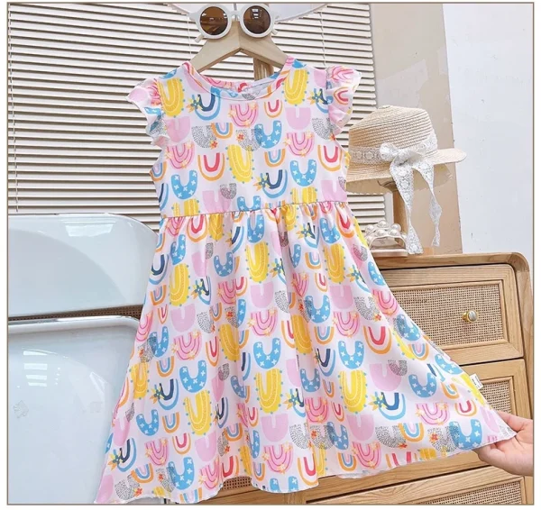 Summer New Girls' Dress Children's Skirt Baby Short Sleeve Casual Children's Wear - Image 5
