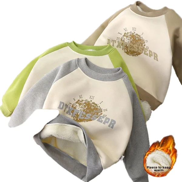 Autumn Winter New Style Children's Sweatshirt Boys' Thickened Warm Outer Wear Girls' Tops Fleece Baby Clothes Kids' Clothing