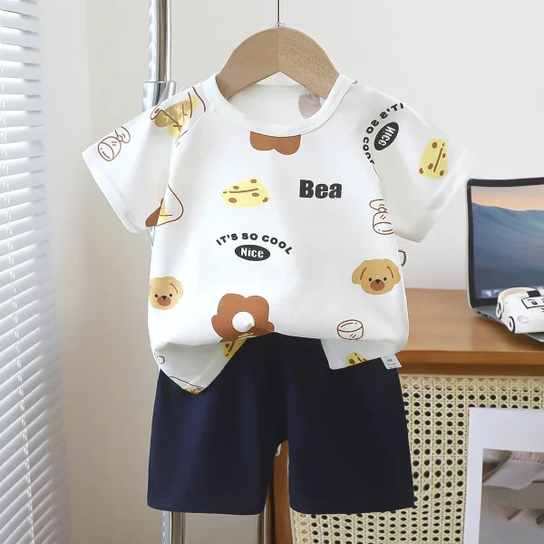 Summer Children's Clothing Sets Cartoon Print Baby Boy Clothing Sets 2pcs Children's T-shirt Kids Clothes