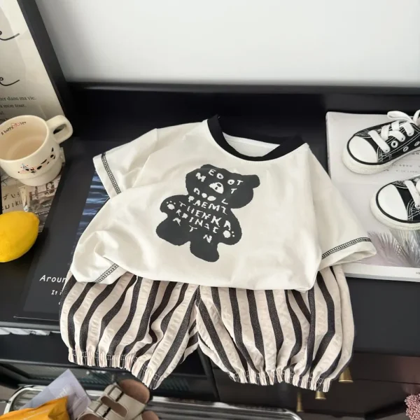 2025 Children's Clothing Set Summer New Boys' Baby Short Sleeve T-shirt Shorts Two Piece Children's Leisure Sports Set - Image 3