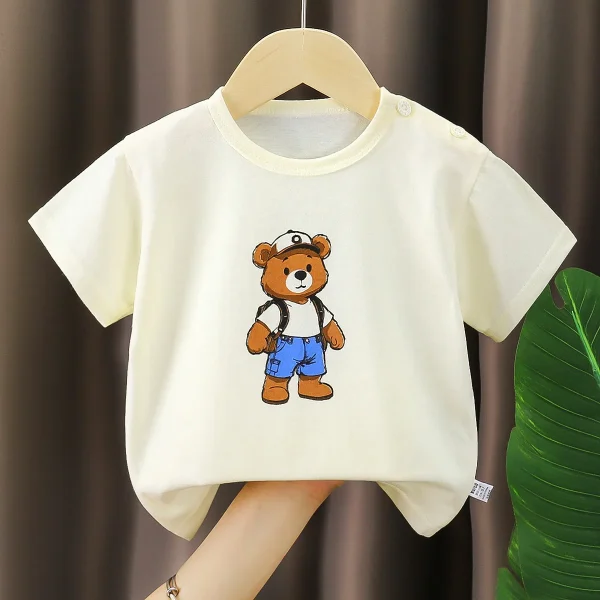 Children's Korean Style Summer Top New Boys' & Girls' Clothing Pure Cotton O-Neck T-Shirt with Short Sleeves Baby Tops - Image 3