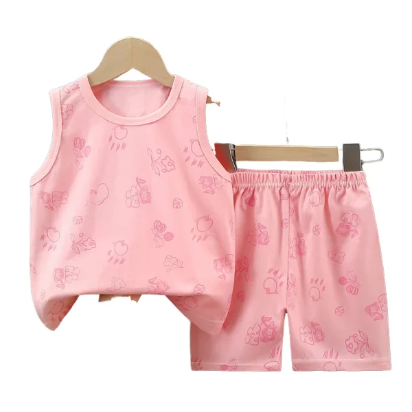 2 Pcs Baby Boys Summer Clothing Cute Cartoon Printing Sleeveless tank Tops Shorts Infant Boy Clothing Sets