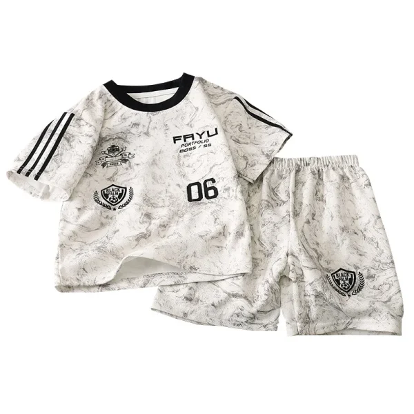 Boys' Fashionable Summer Short-Sleeved Suits New Middle-Aged Kidsren's Sports Clothing Sports Boys' Clothing Sets - Image 2