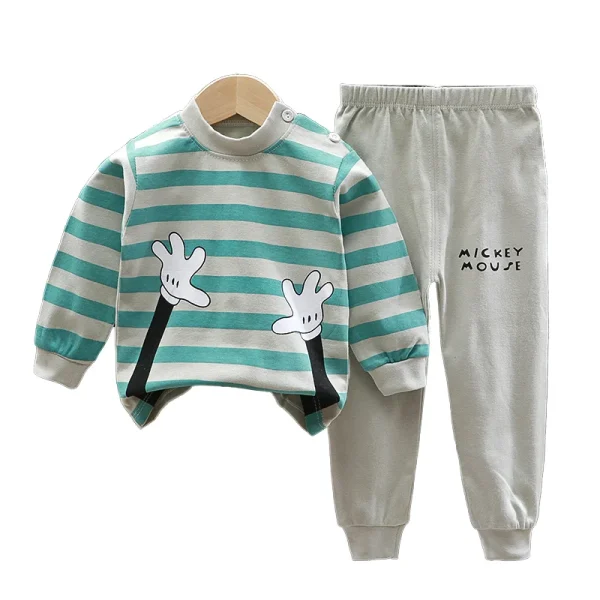 Children's Clothing Suits Cotton Boys and Girls 100% Cotton Autumn and Winter Pajamas Home Service