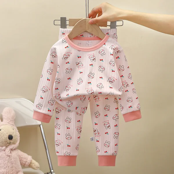 Children's Autumn and Winter New Baby Pajamas Boys and Girls Warm Underwear Thick Set - Image 2