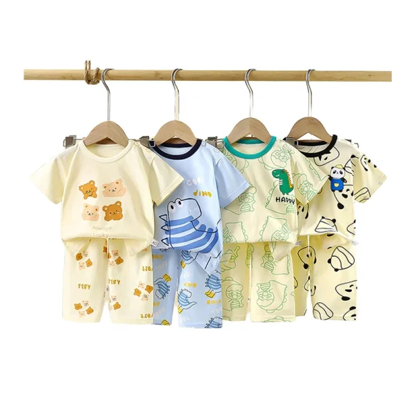 2025 Summer Children's Cotton Short-Sleeved Suit Hot Sale Leisure Style
