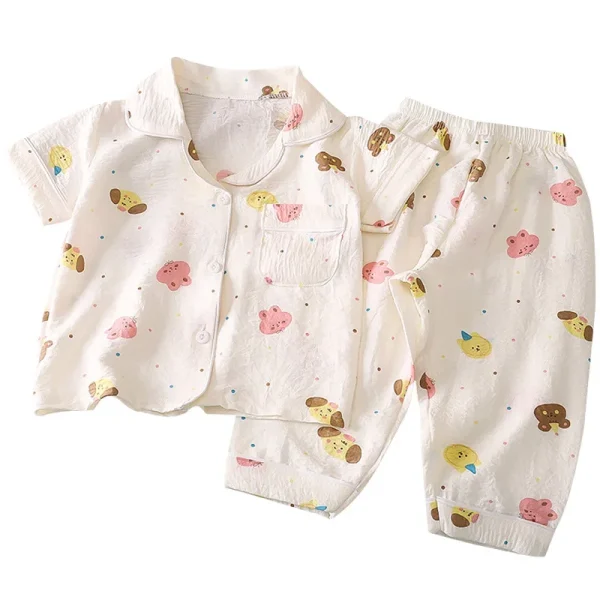 New Summer Thin Short-Sleeved Boys Girls' Casual Pajamas Set Home Clothes for Kids Air-Conditioning Features Comfortable for - Image 5