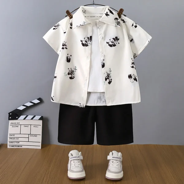 Summer 1-7Years Children Kids Clothes Short Sleeve T Shirt Print Casual Boys Clothing Set - Image 3