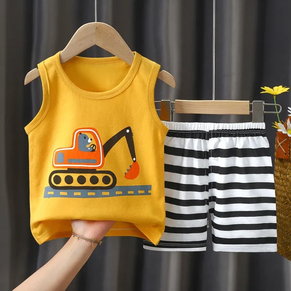 Children's Vest Sets, New Summer Pure Cotton Thin Summer Clothes for Boys and Girls, Baby Clothing and Children's Wear - Image 2