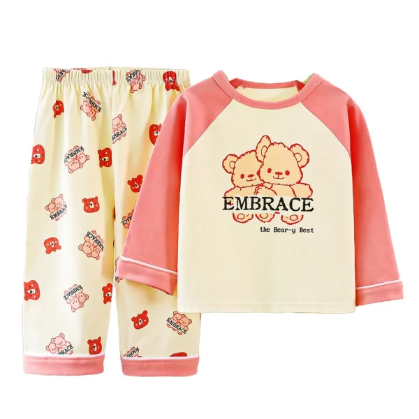 Autumn New Korean Style Long Sleeve Printed Cotton T-Shirt for Girls O-Neck Base Children's Wear Sets