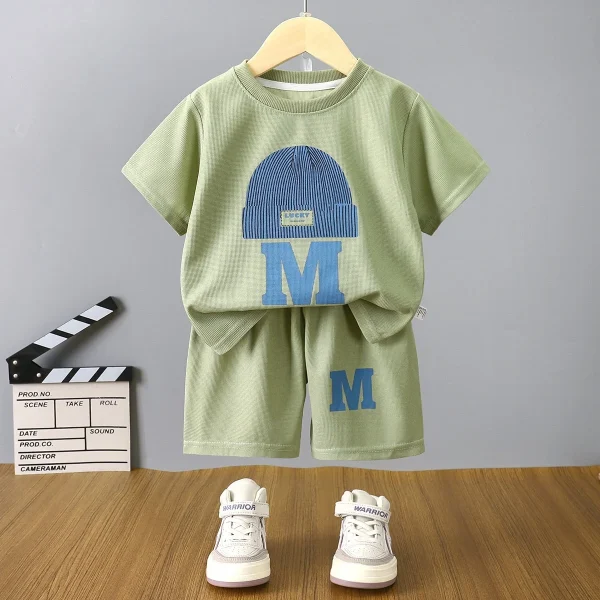 Casual Summer Korean Style Boys' Clothing New Short Sleeve Waffle Thin T-Shirt Cartoon Pattern for Baby - Image 3