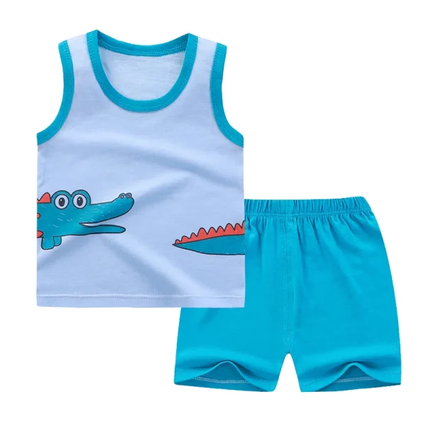 Hot Sale Price 100% Cotton Summer Baby Clothes Set 2pcs Sleeveless Set Children Clothes Set