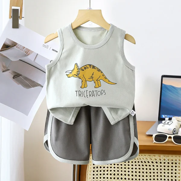 Pure Cotton Summer Sleeveless Vest Suit for Boys New Baby Korean Inspired Kids' Clothing Age Group Kids - Image 6