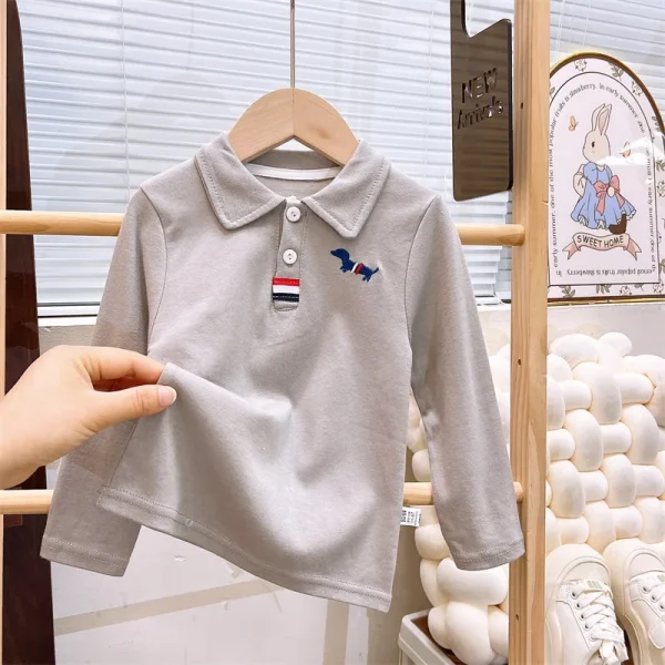 Children's Long-sleeved T-shirt Pure Cotton Summer New Boys POLO Shirt Baby Undercoat Girls Top Children's Clothing - Image 6