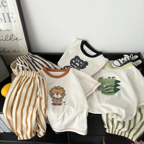 2025 Children's Clothing Set Summer New Boys' Baby Short Sleeve T-shirt Shorts Two Piece Children's Leisure Sports Set - Image 5