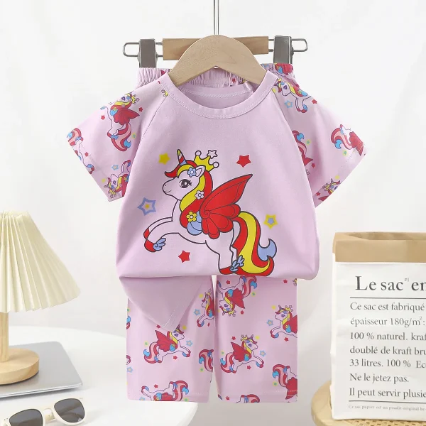 100% Cotton Baby Clothing Sets 2pcs Short Sleeve T-Shirt & Long Pants Soft Summer Kids Pajamas with Cartoon Pattern - Image 5