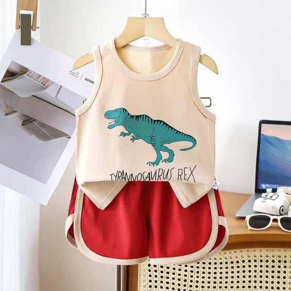 Pure Cotton Summer Sleeveless Vest Suit for Boys New Baby Korean Inspired Kids' Clothing Age Group Kids - Image 3