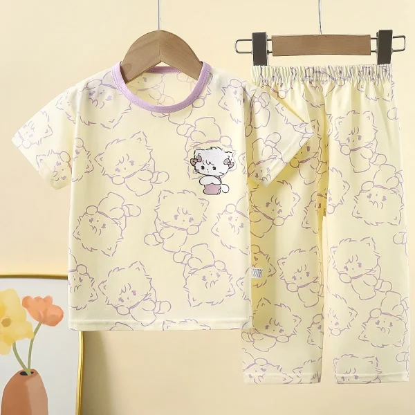 Children's Pure Cotton Short-Sleeved Summer Suit Casual Home Clothes for Baby Boys and Girls Pajamas Clothing Sets - Image 6