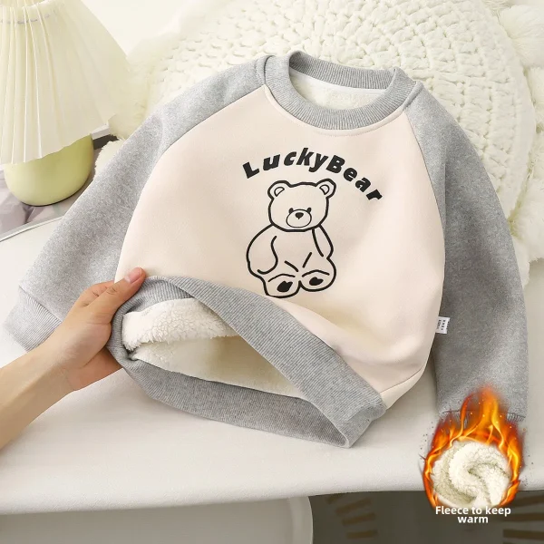 2024 New Boys and Girls Winter Sweatshirt Kidsren's Clothing with Velvet Thickeneded Cotton Fleece Material Warm Baby Clothes - Image 4