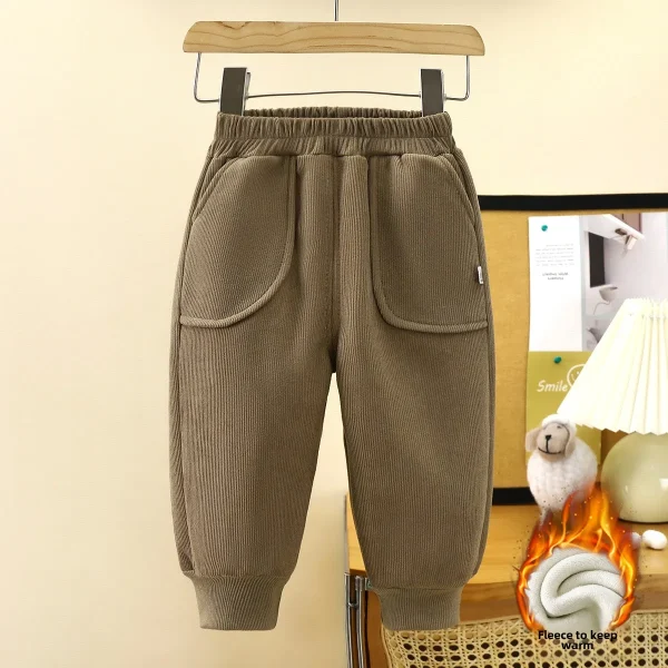 Children's Winter Pants New Style Boys' Velvet Thickened Warm Sweatpants Girls' Trousers Baby Clothing - Image 4