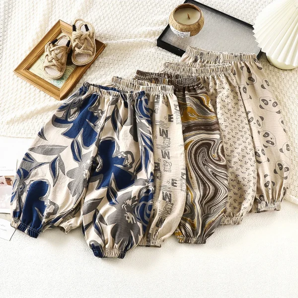 Summer New Boys Anti-Mosquito Pants and Girls Casual Lantern Pants for Kids Straight Style Jeans for Outdoor Wear