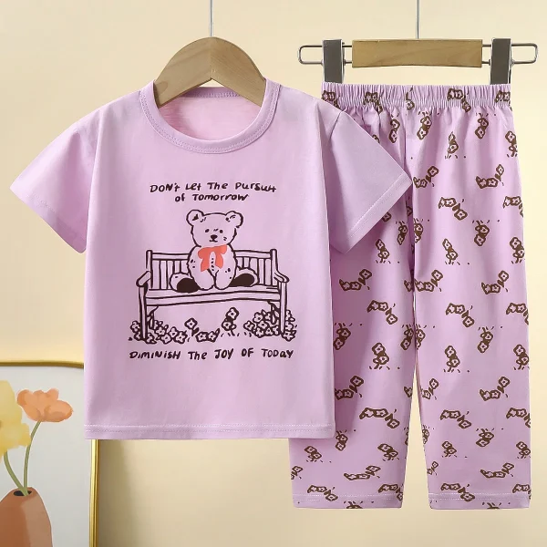 Children's Clothing Set Cotton Kids Pajama Set Baby Clothes Summer 2 Pieces Boys Clothing Sets - Image 5