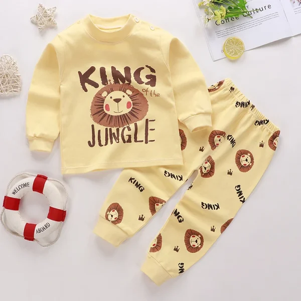 Kids New Style Autumn and Winter Pure Cotton Printing Underwear Set Baby Trousers and Tops Children's Clothing - Image 2