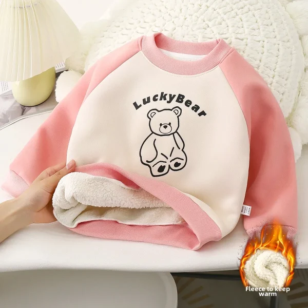 2024 New Boys and Girls Winter Sweatshirt Kidsren's Clothing with Velvet Thickeneded Cotton Fleece Material Warm Baby Clothes - Image 3