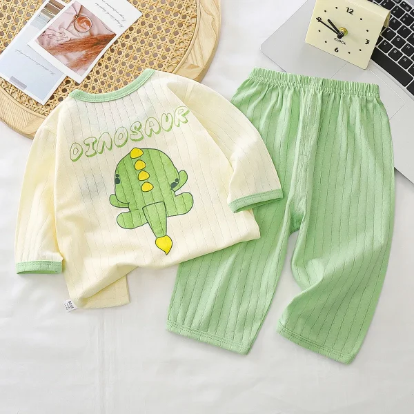 2025 Summer New Pure Cotton Children's Homewear Set Boys' Pajamas Girls' Air Conditioning Clothes Casual Baby's Kids' Summer - Image 3