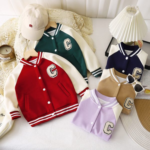 Children's Baseball Clothes Spring New Boys' Casual Coat Girl Cardigan Spring Baby Clothes Children's Clothing