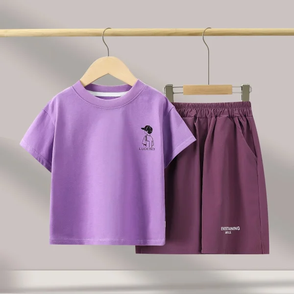 2025 Boys Summer Casual Short-Sleeved Suit Trendy Loose Cartoon T-Shirt & Shorts Children's Wear with Pattern - Image 6