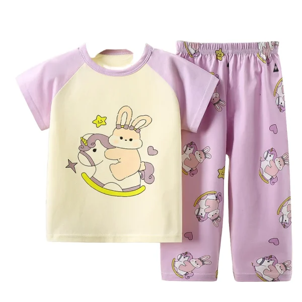 New Arrival Fashion Short Sleeves T-shirt Pants 2pcs Cute Girl Clothing Set Summer Kids Clothes Suit