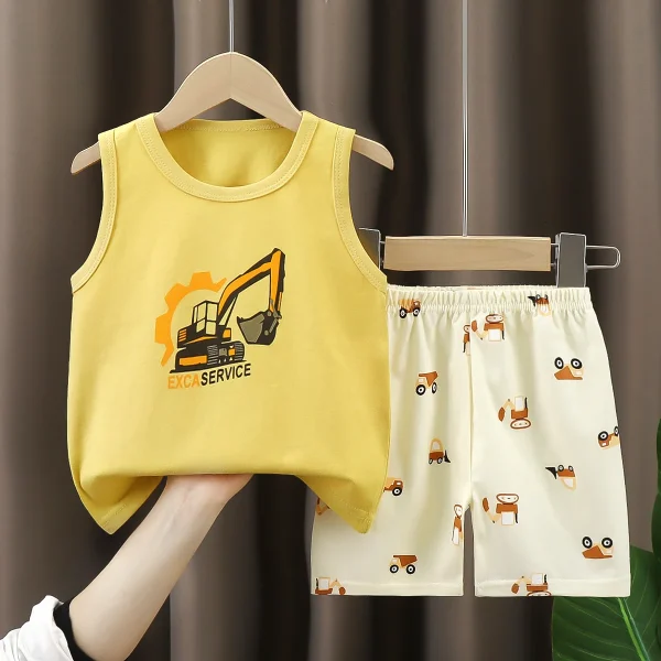 2 Pcs Baby Boys Summer Clothing Cute Cartoon Printing Sleeveless tank Tops Shorts Infant Boy Clothing Sets - Image 4