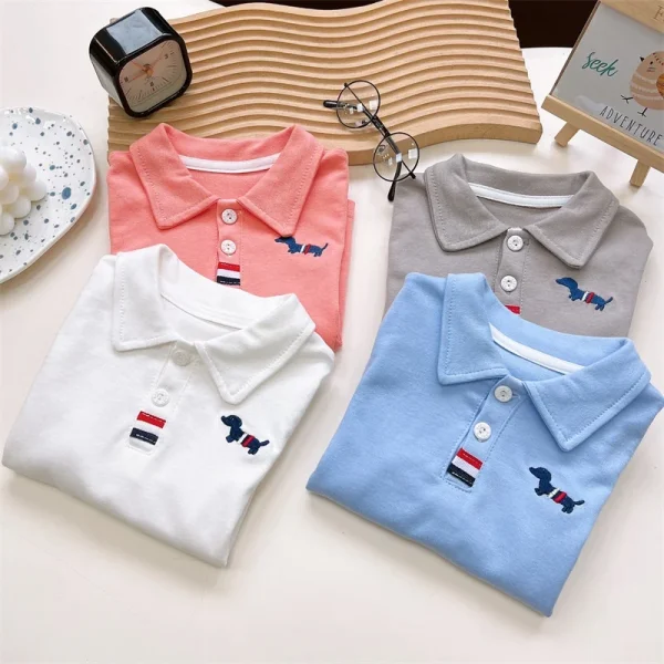 Children's Long-sleeved T-shirt Pure Cotton Summer New Boys POLO Shirt Baby Undercoat Girls Top Children's Clothing - Image 2