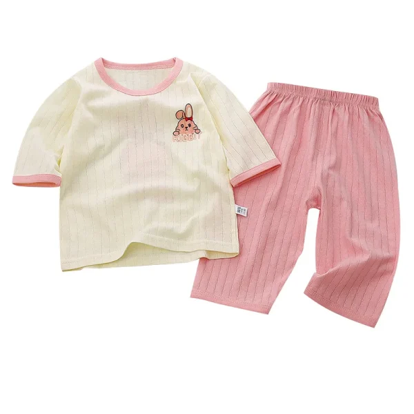 Pure Cotton Children's Home Clothing Set Summer New Baby Pajamas for Boys & Girls Breathable Air Conditioning Carton Pattern - Image 5