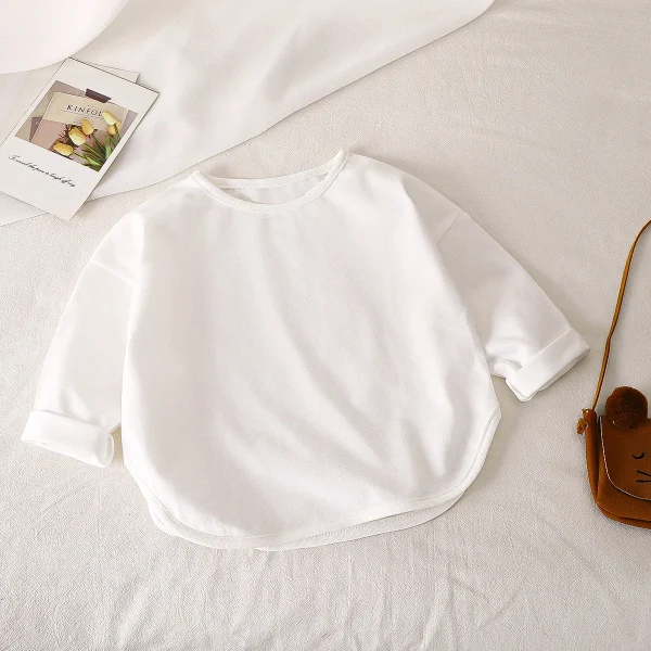 Spring Autumn Long Sleeve Shirt Kids Simple Casual Solid Top Clothing Boy Cotton T-shirt - Image 2