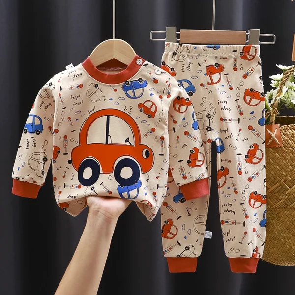 Unisex Kids Red Christmas Sleepwear Set 2pcs Long-sleeved Pajamas with Santa Snowman Print 73-130cm Baby Clothing - Image 3