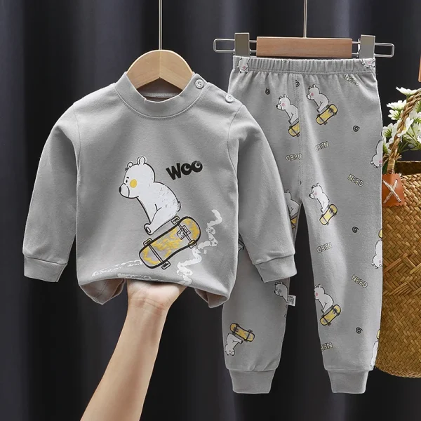 Cotton Girl's Pajama Set Comfortable Thermal Sleepwear Plus Size Breathable - Image 4